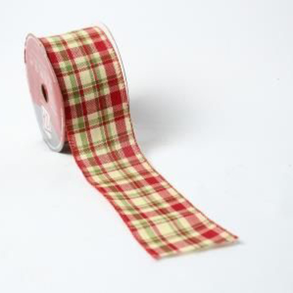 Fita Decorada Vermelha E Verde Xadrez 6 2cm X 9 15m | Natal F